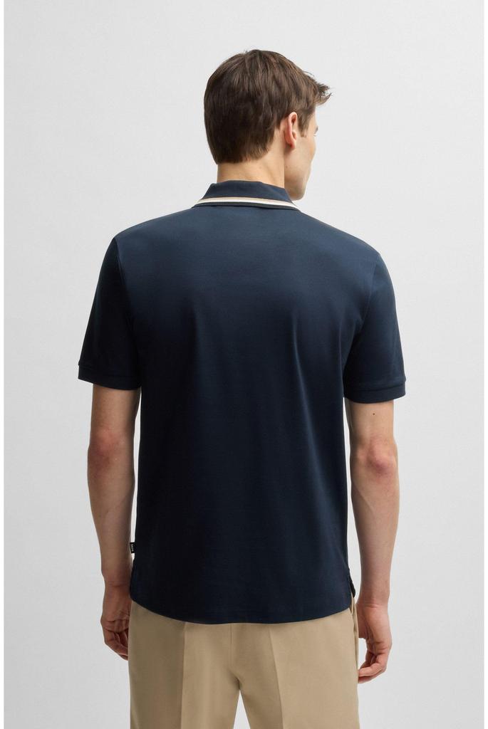 BOSS Slim Fit Cotton Polo Striped Size M Men's Shirt, Navy, Collar,
