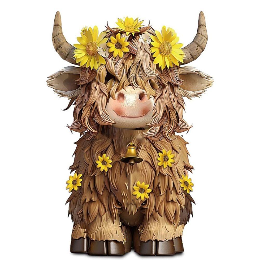 Resin Cow Gnomes Decor Sunflower Cow Doll Rustic Home Garden Cow Ornaments  Home Decor