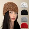 Hollow Knitted Pullover Hat Solid Color Beanies Cap Sweet Crochet Flower Hat  Girls