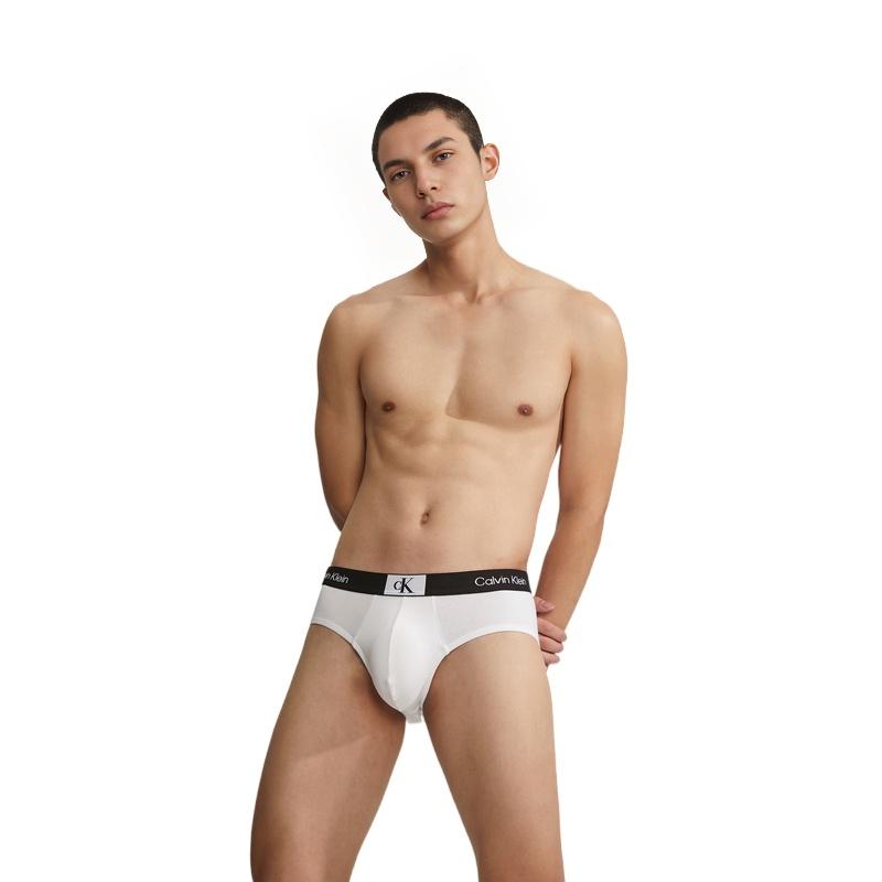 Calvin Klein CK96 Series Small Square Letter Logo Print Triangle Underwear Men Underwear White NB3402-100