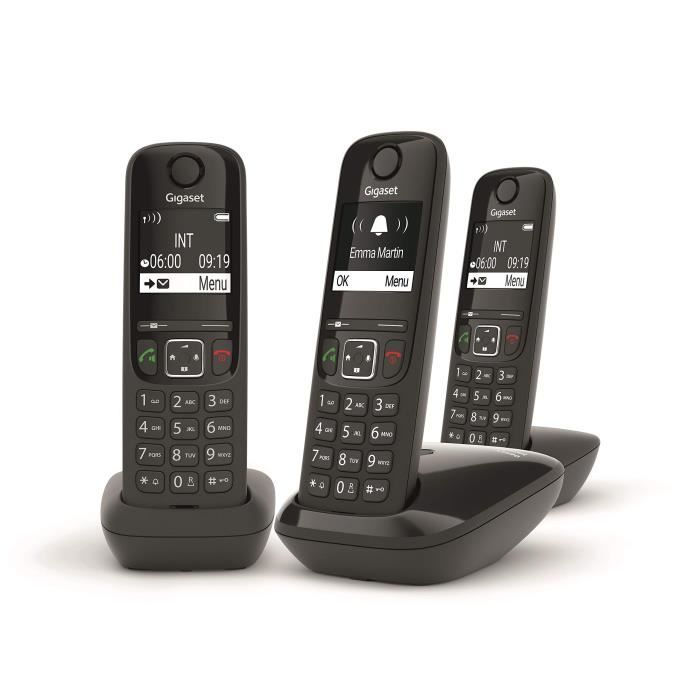 Téléphone Sans Fil - GIGASET - AS690 Trio - 3 Combinés - Autonomie 18h - Écran 2 Pouces