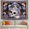 VIKAMA Mushroom Skull Print Tapestry Bohemian Psychedelic Purple Aesthetic Wall Decor Perfect for Bedroom Home Decor