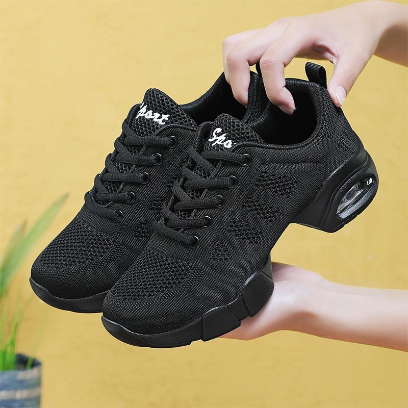 

Dance Women S Shoes Soft Sole Mid-Heel Summer Fly-Woven Dance Shoes Square Dance Shoes Four-Season Mesh Breathable Dance Shoes 45