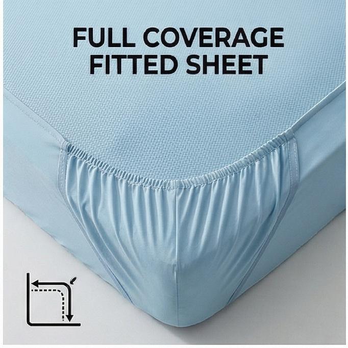 Washable Antibacterial Ice Silk Cooling Mat Set, Fitted/Flat Sheet, 2 Sizes for Summer Bedroom & Dorm Hygienic Bedding