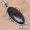Pendant Mahogany Obsidian Gemstone Handicraft Valentine'Day Silver Jewelry 2"