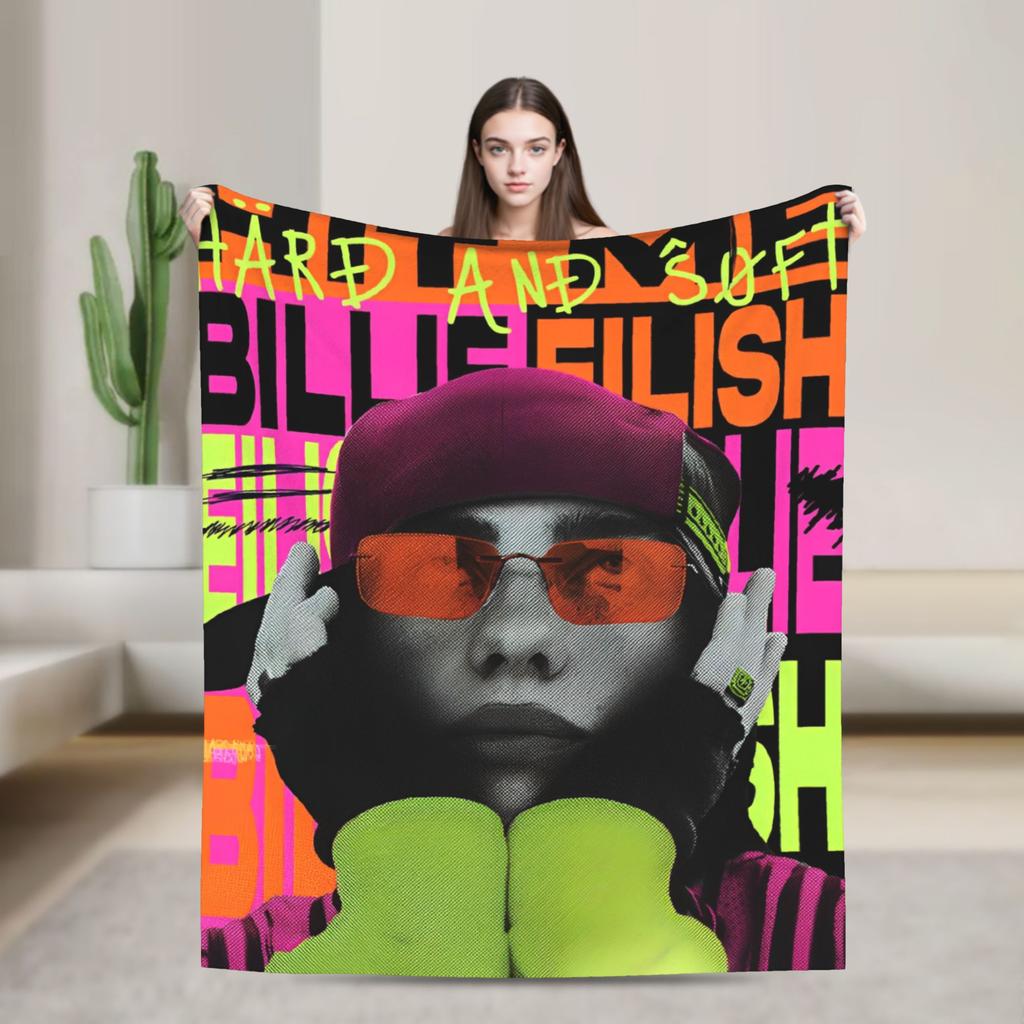 2025 Hit Me Hard And Soft Warm Soft Blanket Singer E-eilishes Tour Picnic Plush Throw Blanket Bed Flannel Bedspread Sofa Bed