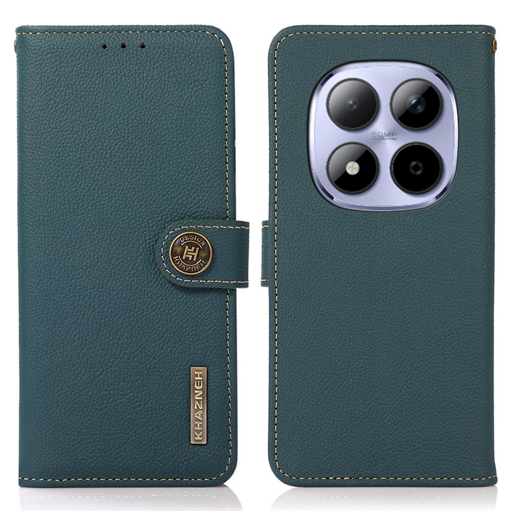 

KHAZNEH for Xiaomi Poco M8 Pro 5G/Redmi Note 15 Pro+ 5G (Global) Case Genuine Cow Leather RFID Blocking Wallet Phone Cover