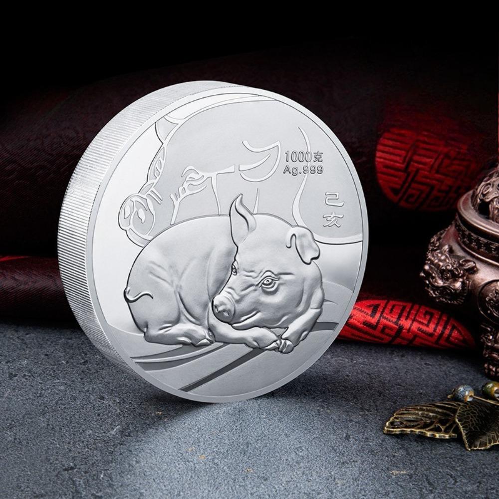2019 Year of the Pig Commemorative Silver Medal, Golden Pig Blessing, 1kg, Commemorative Medal, Silver Plate, 1000g, Silver Coin, Gift