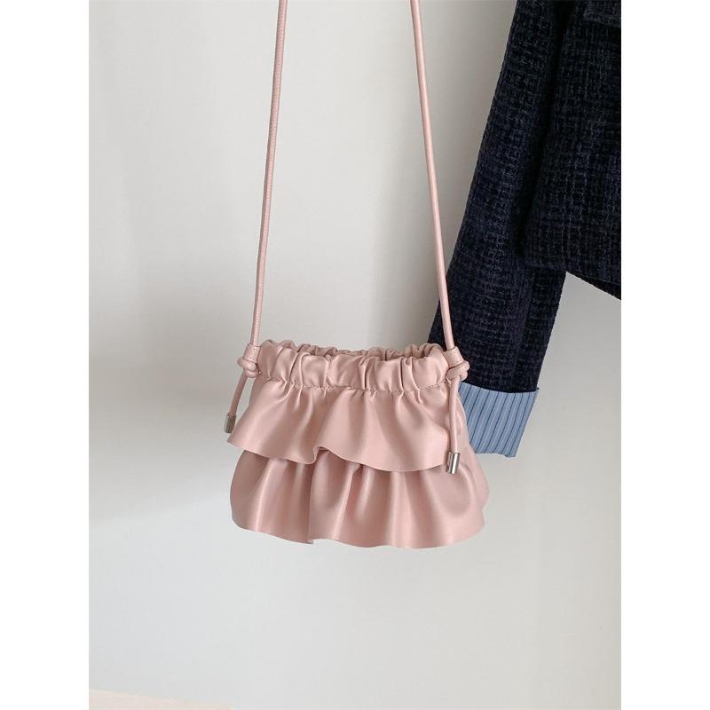 

Новая простая наплечная сумка с оборками по краю листа, женская, весенне-летняя, трендовая, из мягкой кожи, плиссированная сумка, сумка-мессенджер, женская розовый