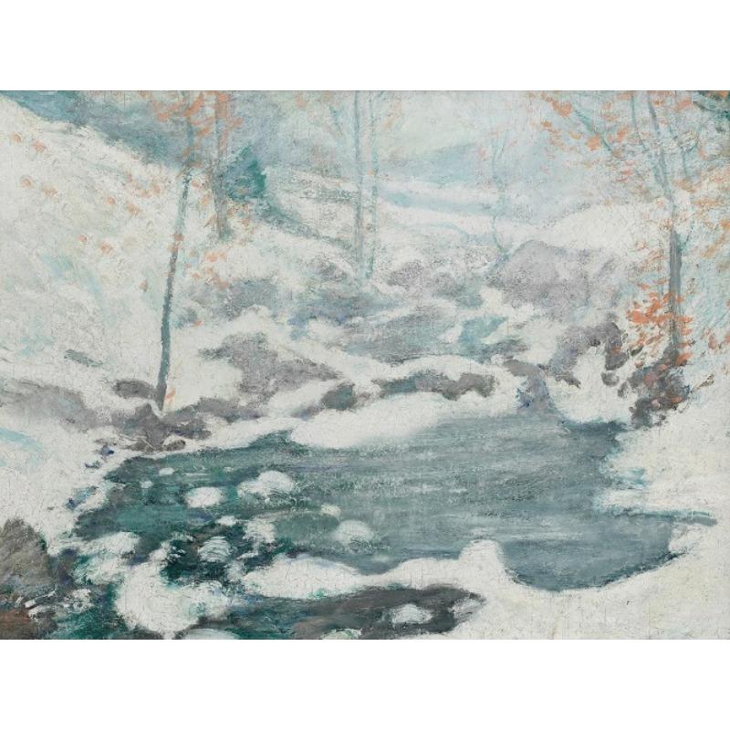 

Зимняя сцена Белая лошадь Катание на санях Снежные ветви Снежный ручей Зимний фермерский дом Постер Холст Живопись Настенная картина Домашний декор 21cm×30cm NoFrame