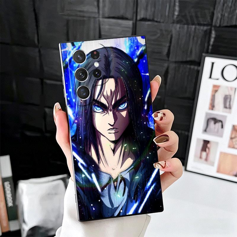 A-Attack On T-Titan Eren Yeager Soft Phone Case for Samsung Galaxy S26 S25 Edge S24 Ultra S23 Plus S22 S21 FE S20 Black Cover Ba