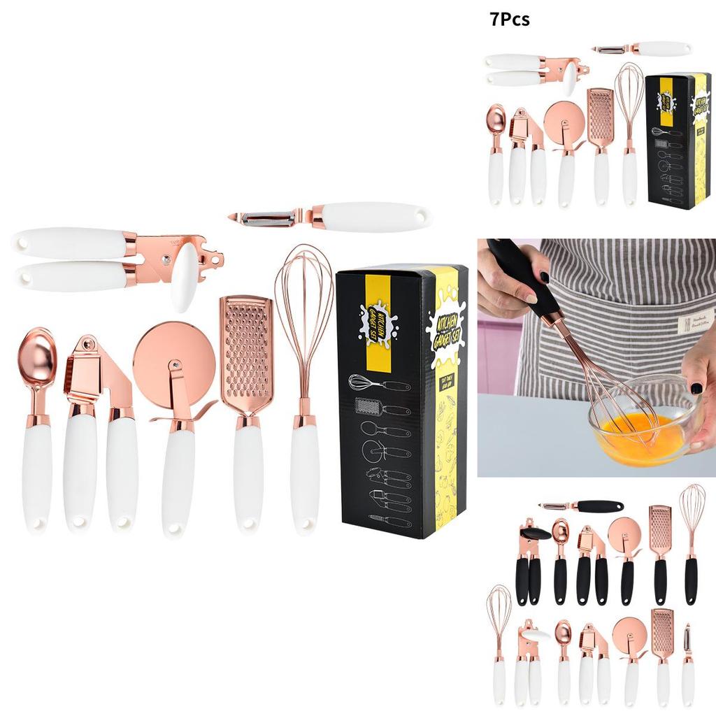 Stylish Seven Piece Kitchen Utensil Set Crafted From Durable Stainless Steel Available In Trendy Colors For A Chic Kitchen Upgrade