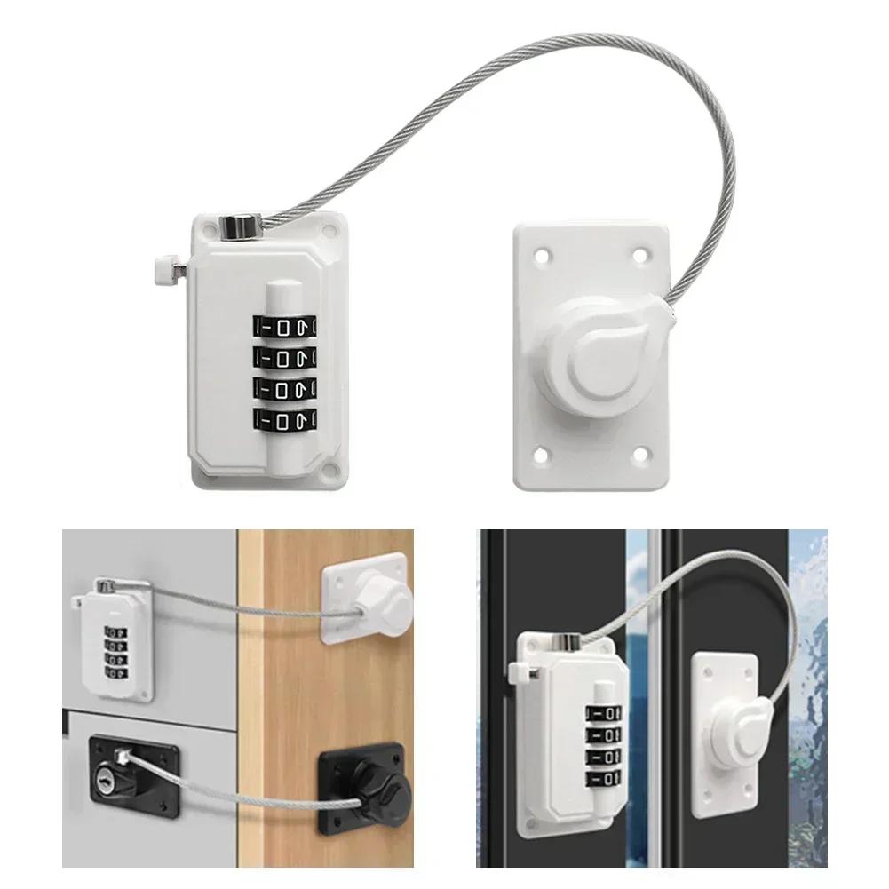 Passwortsperre mit Edelstahlseil für Kühlschrankschubladensicherheit und Aktenschrank-Schlossfenster mit festem Begrenzer