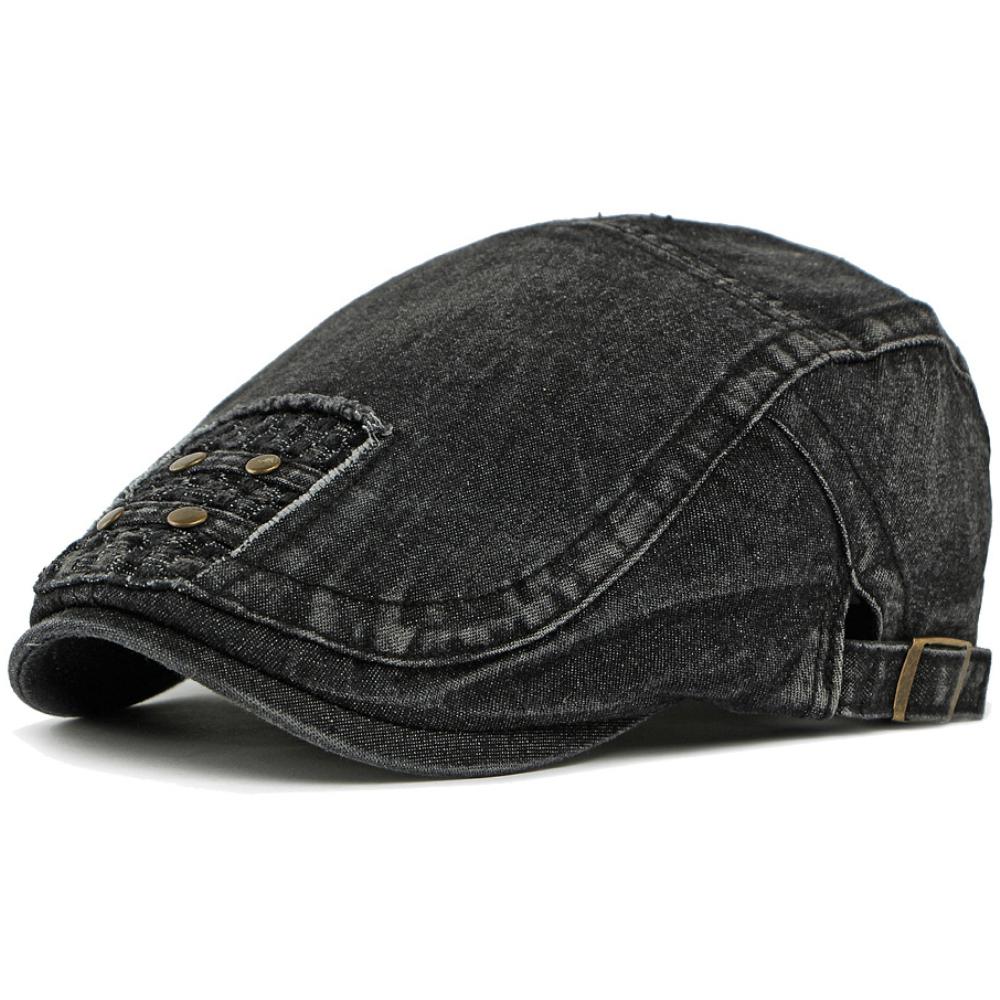 HT4862 Berets for Men Women New All Seasons Denim Beret Cap Male Female Cotton Ivy Flat Cap Adjustable Artist Painter Beret Hat