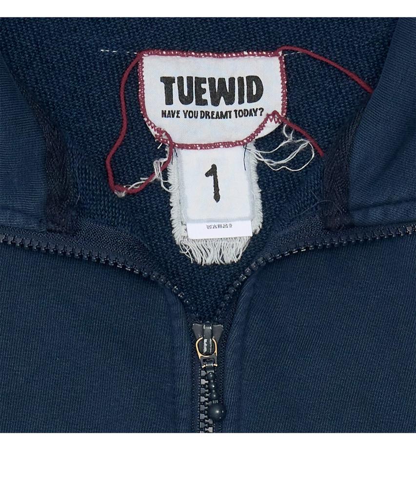 TUEWID Slouchy Half-Zip Up In Bleached Navy