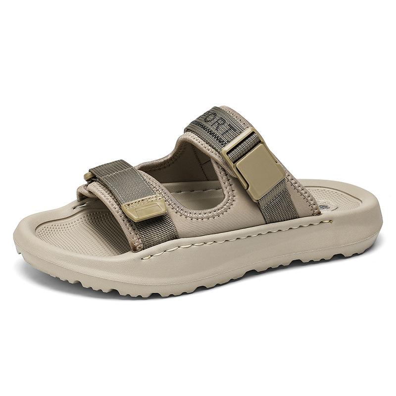 2025 summer open-toe one-word drag large size Korean version of trendy casual men's shoes, light and non-slip outdoor beach shoes, cool