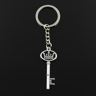 Mode 30mm Schlüsselanhänger Metall Schlüsselanhänger Schlüsselanhänger Schmuck Antik Silber Farbe Überzogene Krone Schatzkiste Schlüssel 53x20mm Anhänger