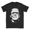 Halloween Frankenstein Monster Black and White T Shirt Men 100% Cotton Funny T-Shirt O Neck  Tee Shirt Short Sleeve Clothes