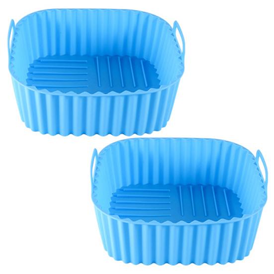 2Pcs Silicone Air Fryer Basket Tray Reusable Square Liner Pot for Air Fryer BPA-Free Replacement of Parchment