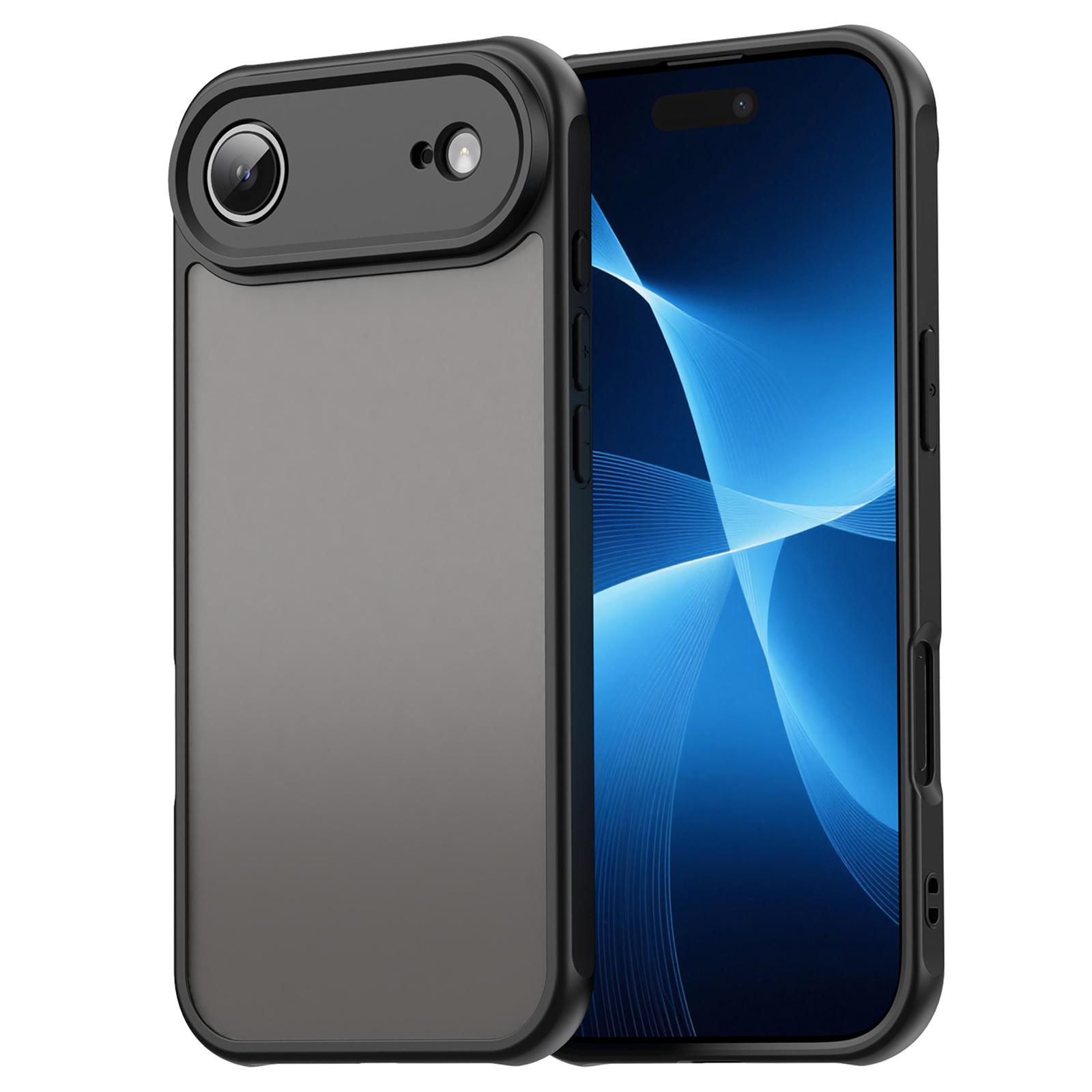 

For iPhone 17 Air Case Drop Proof Airbags Frosted Translucent PC+TPU Phone Back Cover Black