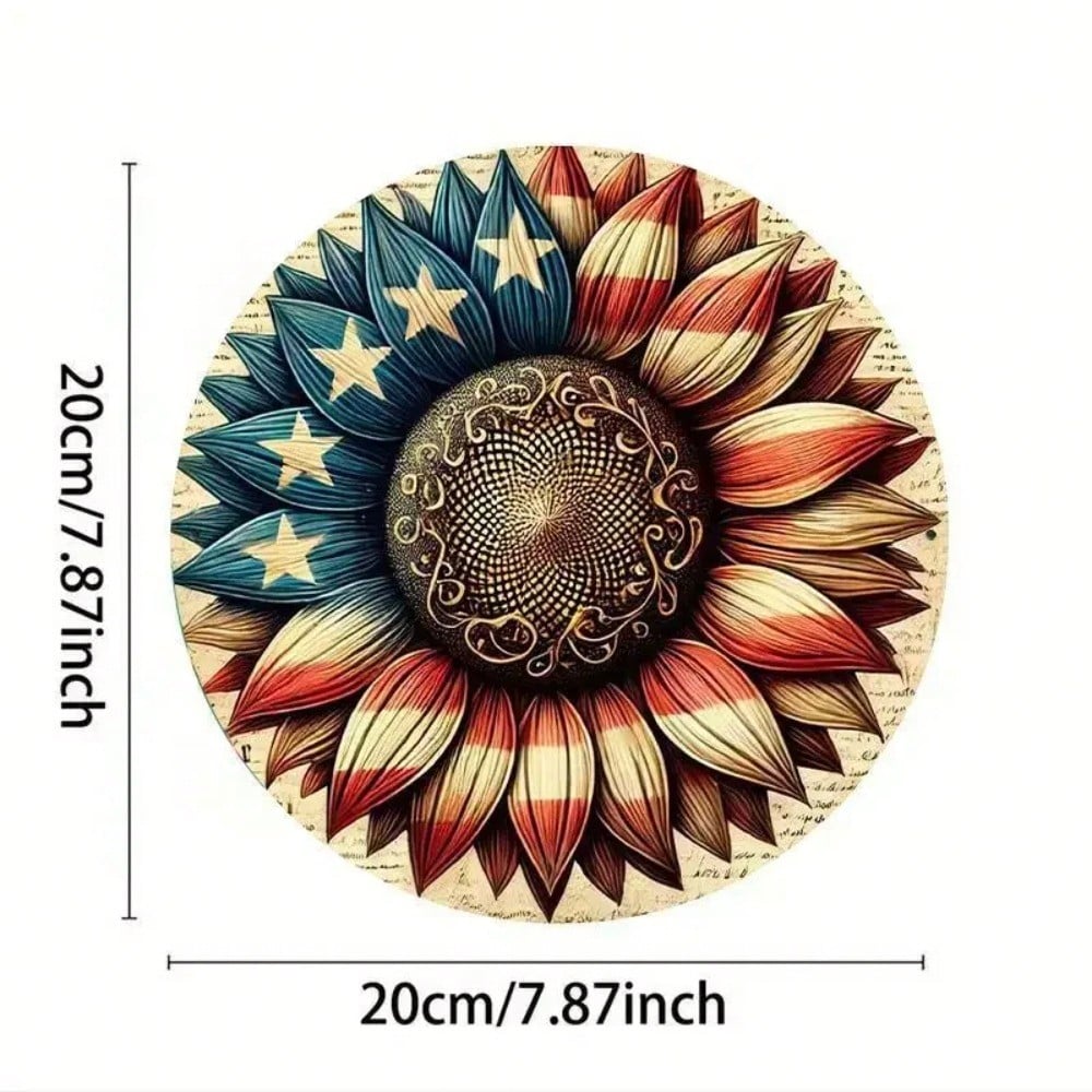 

Vintage Flag Metal Wall Art Rustic Patriotic Home Decor Wreath Sign різнокольоровий