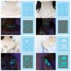 Glow In the Dark Henna Tattoo Sticker Blue Glow Fake Lace Tattoos Luminous Temporary Tattoos  Girls