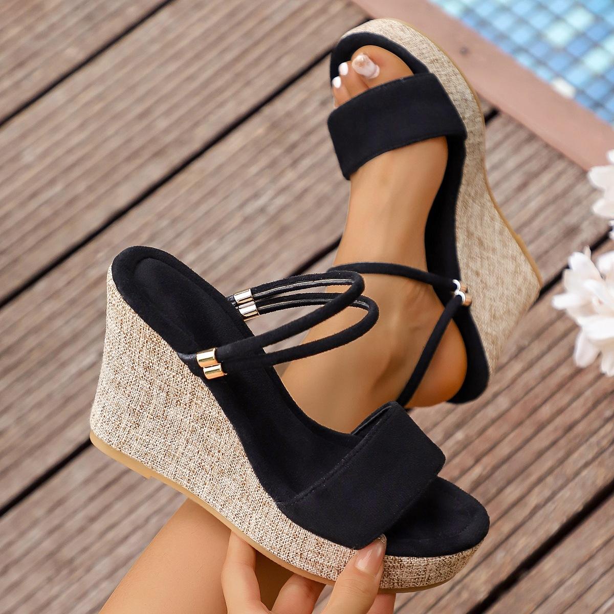 New Style Thick-soled Platform Women s Shoes, Round-toe Sandals, High Heels 35 чёрный
