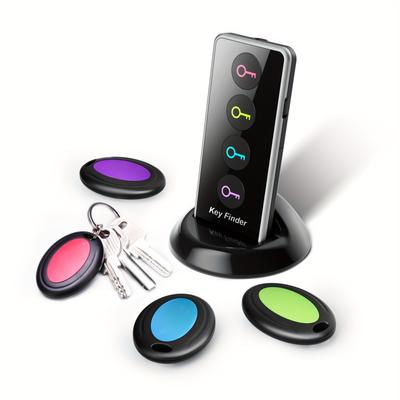 1 Transmitter & 4 Receivers Key Finder Locator, Wireless Key Tracker with Easy Tracking, Anti-Loss Device for Finding Car Keys, Phones, Wallet