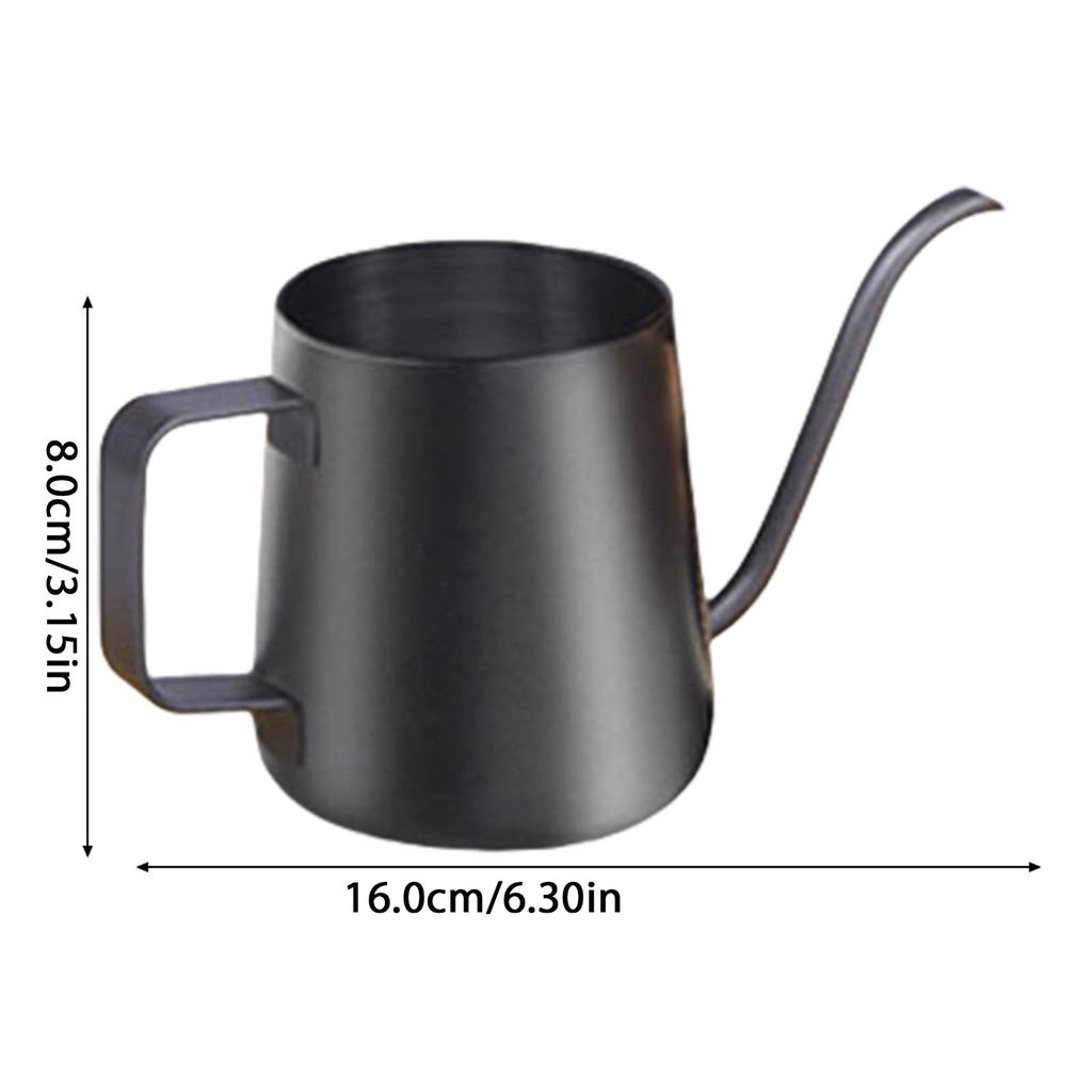 Black 304 Stainless Steel Gooseneck Kettle 250ml Ergonomic Handle for Precise Pouring of Home Office Pour Over Coffee