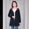 Fashion Double-Sided Wear Trench Coat Women's Mid-Longth Spring Autumn Women's Coats Tops   Hooded Jacket  Women Top