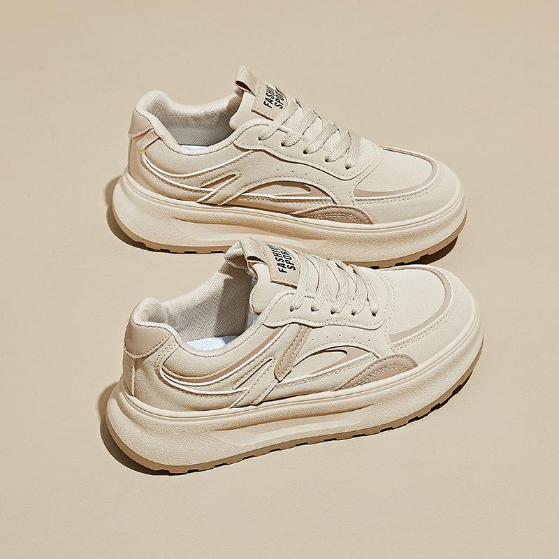 Women‘s Casual Chunky Platform Sneakers Breathable PU Leather Anti-Slip Sport Walking Shoes for Women Outdoor Comfortable Lace-up Tennis Sneakers