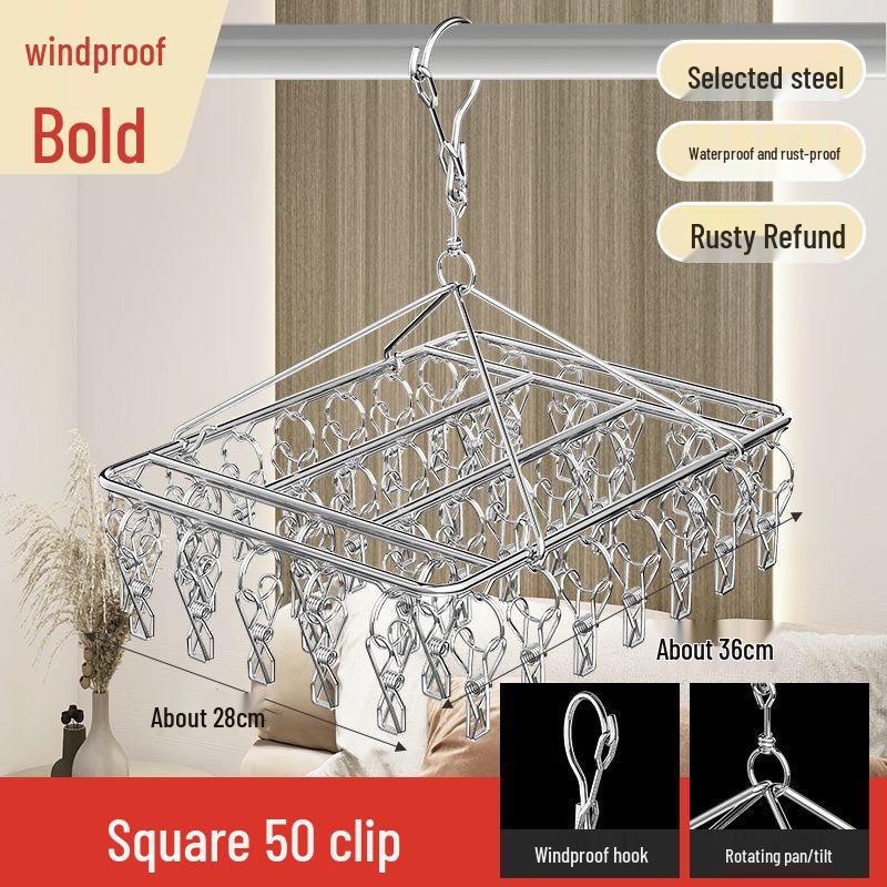 Mehrzweck-Wäscheständer aus Edelstahl mit winddichten Haken