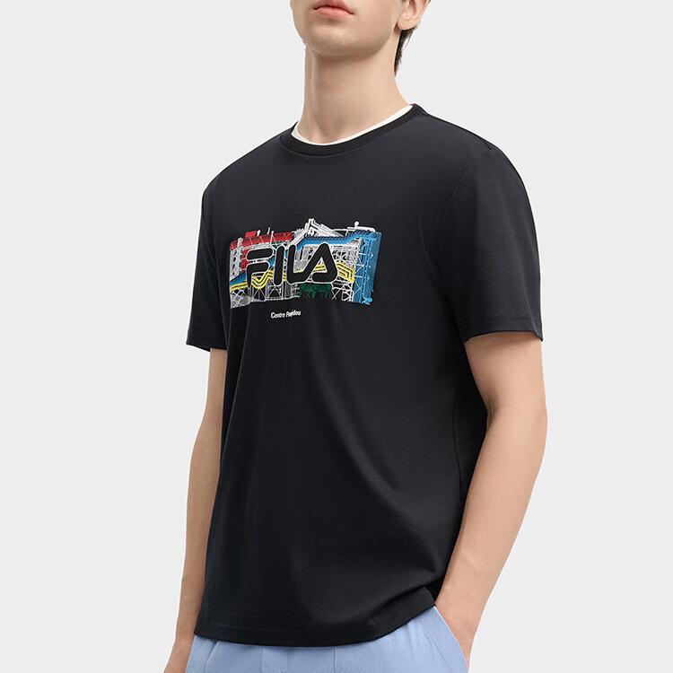 FILA Heritage Fashion Casual Logo Cotton Short Sleeve T-Shirt Men Tops Black F11M438104F-BK
