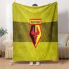 Watford Wappen Design Flanelldecke, Weiches Polyester, Modernes Design, Ganzjahres für Camping, Reisen, Geschenke für Feiertage oder Geburtstage