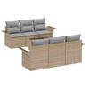 7 Piece Beige Garden Sofa Set with Cushions