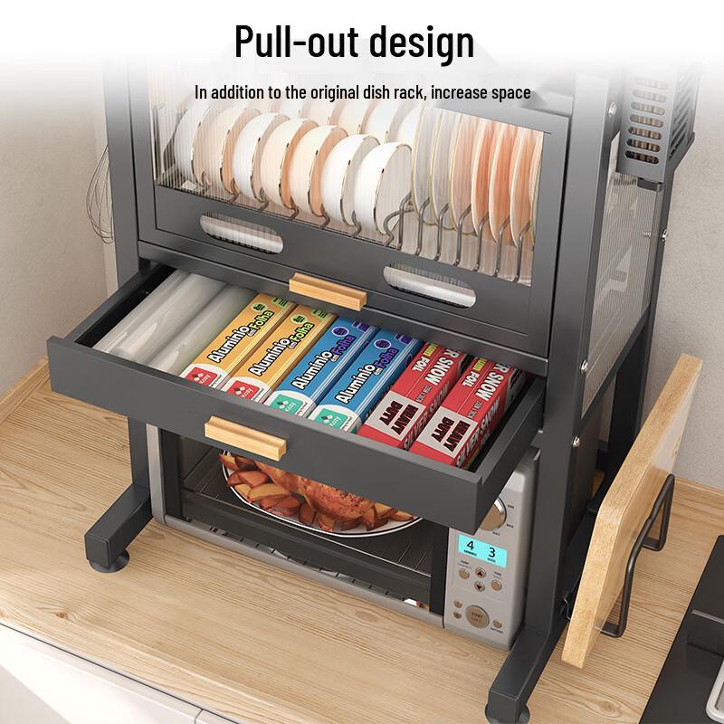Handun Kitchen Microwave Storage Rack with Dish Cabinet Set