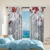 2Pcs Christmas Snowflake And Red Berry Print Polyester Material Window Curtains Rod Pocket Design For Easy Hanging Perfect For