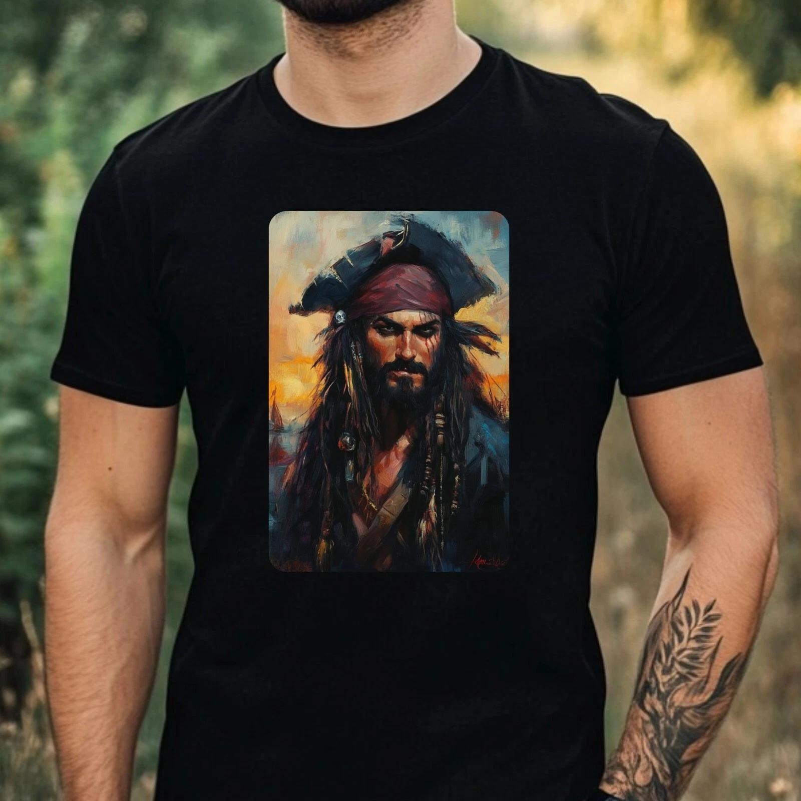 T-Shirt Herren Pirat Portrait Motiv Baumwolle Größe XS bis 5XL XXXXL