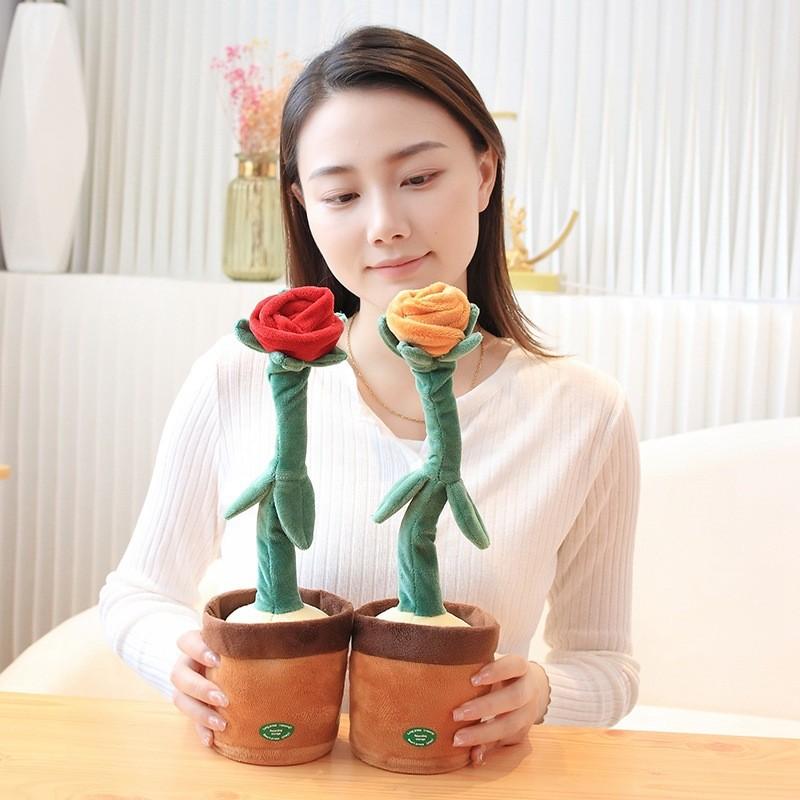 Plüschtier Rose Cow Rabbit Esel mit Tanz- und Sprachwiedergabe – Geschenk für Kinder