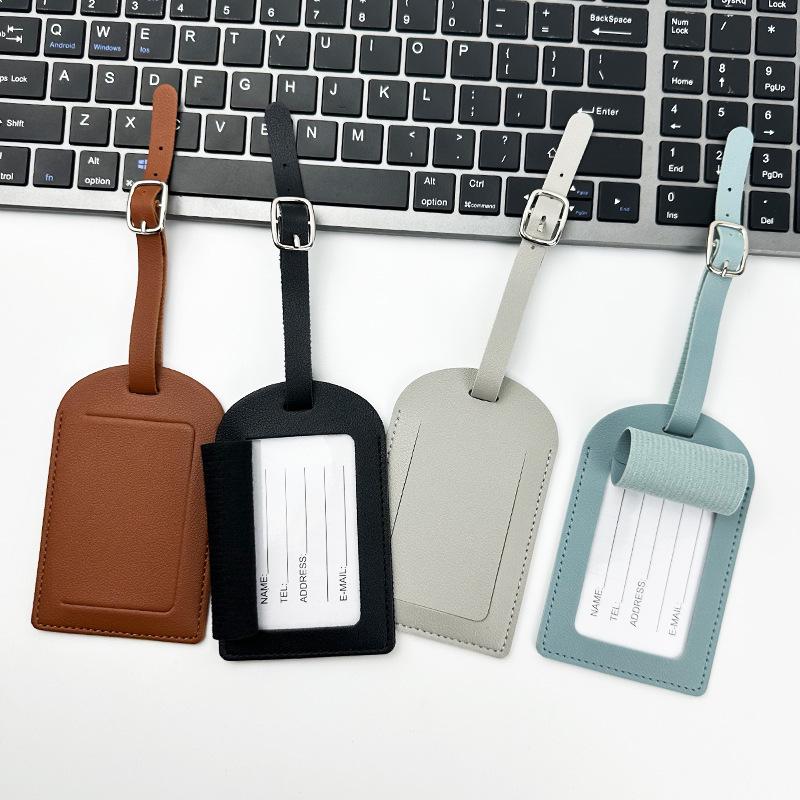 Customizable Soft PU Leather Luggage Tag with Logo and Travel Info Slot
