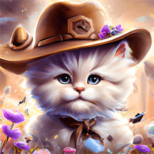 

5D Алмазная Живопись Новый Кот Ковбой Полная Квадратная/Круглая Вышивка Мозаика Животное Мультяшный Кристалл Домашний Декор Full Round 20x20CM