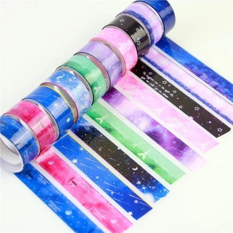 5 PCS DIY Decor Starry Sky Washi Roll Sticker Masking Tape Adhesive Decorative Washi Tape Set Korean Stationery School Supplies