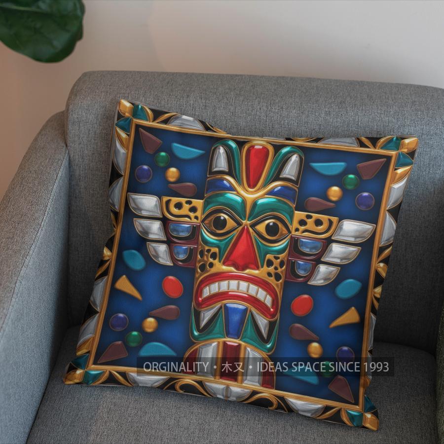 2D Bunte Patchwork-Kissenhülle mit Leopardenmuster und Tiergesichtern, geeignet für Sofa, Schlafzimmer, Auto