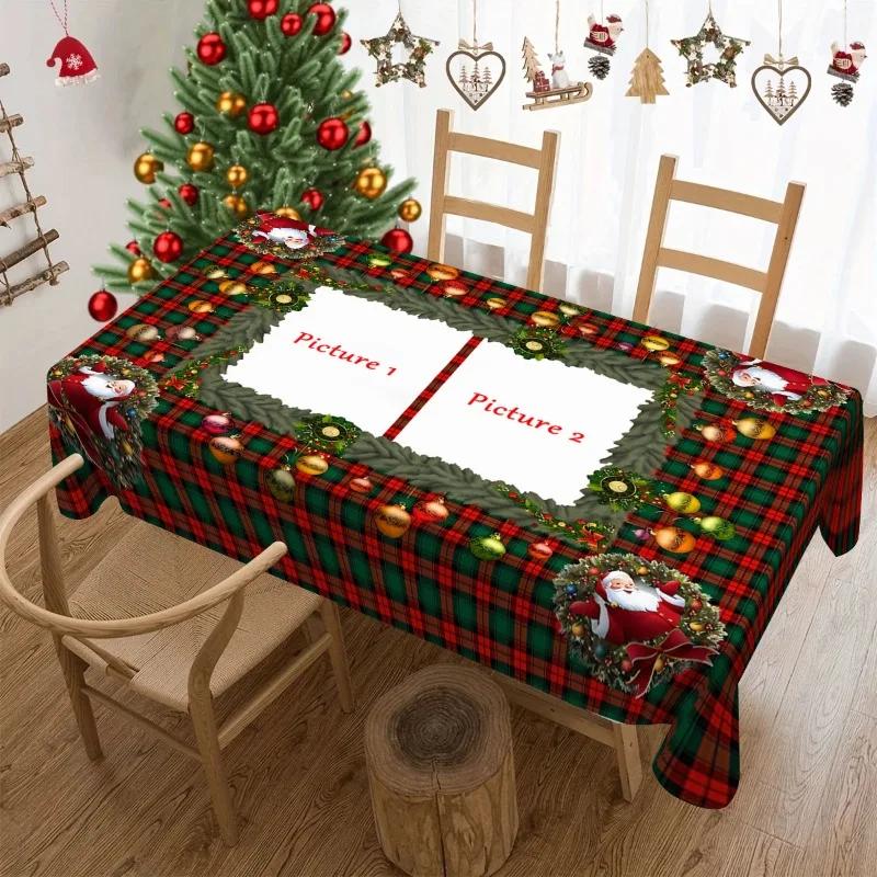 Custom Christmas Rectangle Tablecloth, Custom Photo Tablecloth For New Year Party And Dinner Christmas Table Decor Tablecloth