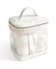 Rownyeon Clear Makeup Pouch with Simple Large for Cosmetics and Small Perfect for Everyday Business and White Handle, Transparent, Portable, Vinyl,