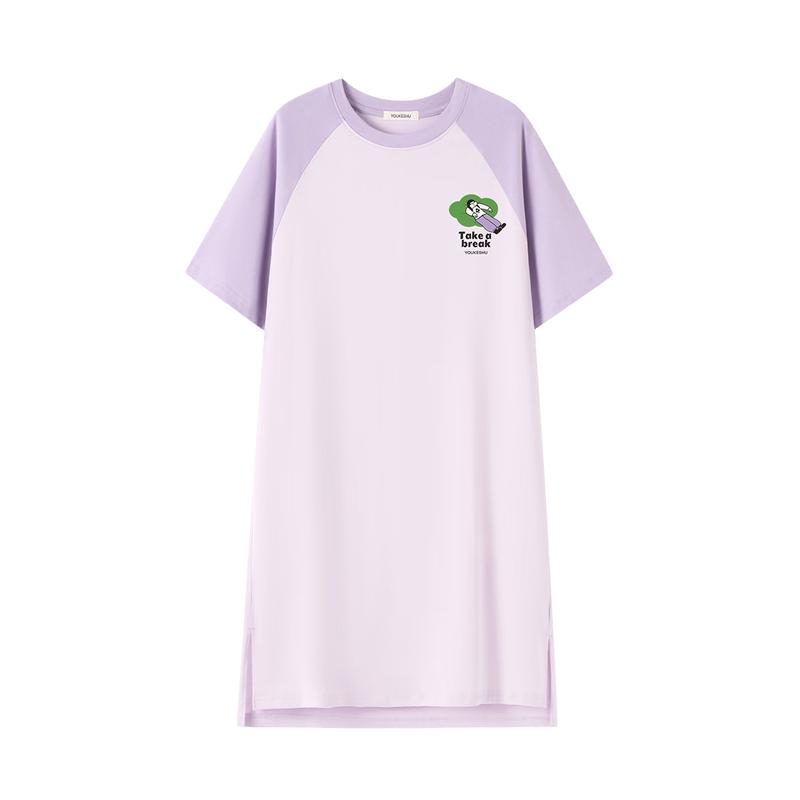 Women s Antibacterial Pure Cotton Midi Nightgown L лавандовый