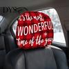 Auto Holiday Gift Ideas 2Pcs Christmas Car Headrest Covers, Elastic Printed Head Rest Cover, Funny Prints Pillow Protector for Cars, Suvs, Universal