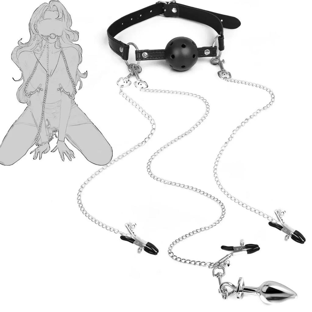 Sex Products BDSM Bondage Gear Sexual Props Couple Game Anal Plug Gag Slave Erotic Breast Pump Slave Erotic Shibari Games Breast