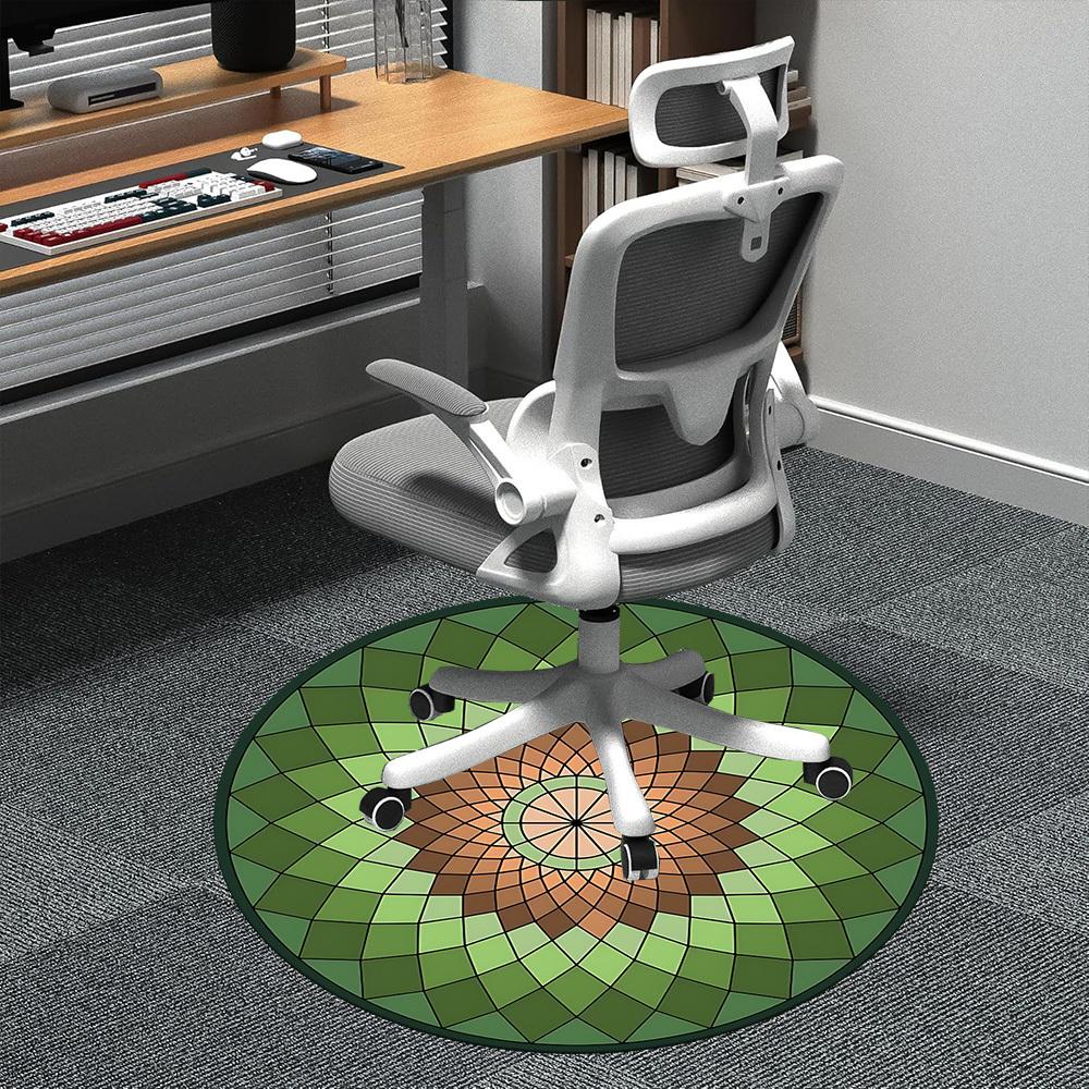 

1pc Stained Glass Mandala Office Round Area Rug, Indoor Mat Suitable ForOffice, Under Office Chairs Bedroom Living Room Home Decor, D145 80cm by 80cm