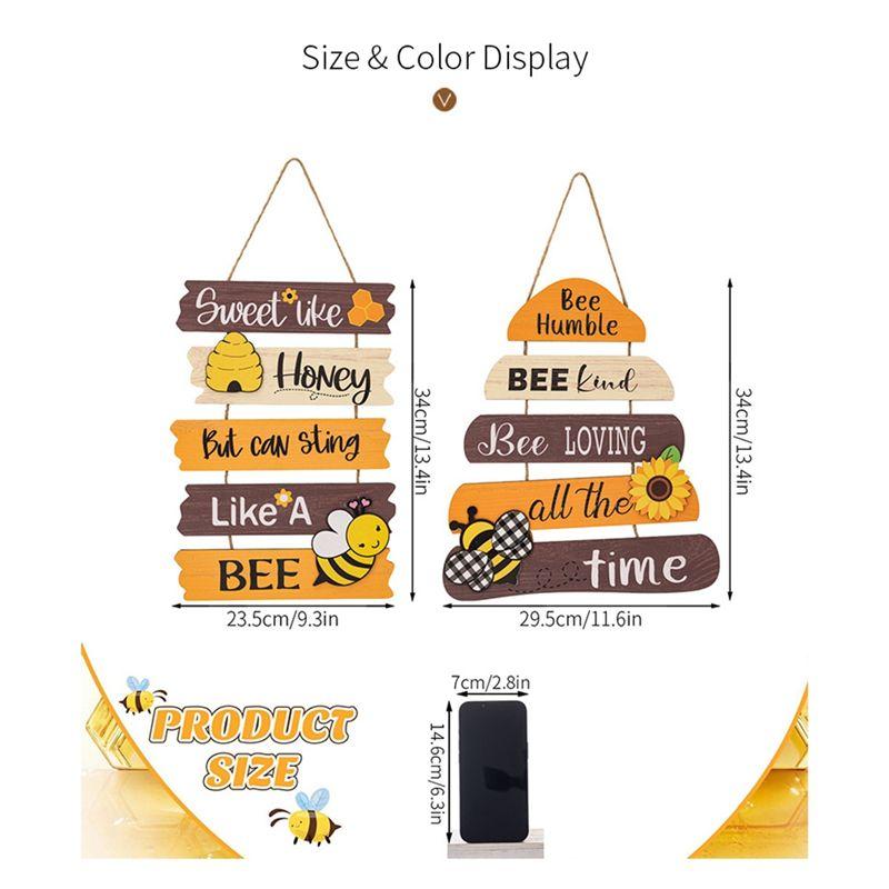 AEE4-Type Home Door Decoration, Bee Kindness Bee Happy Thanksgiving Bee Welcome Sign Front Door Decoration